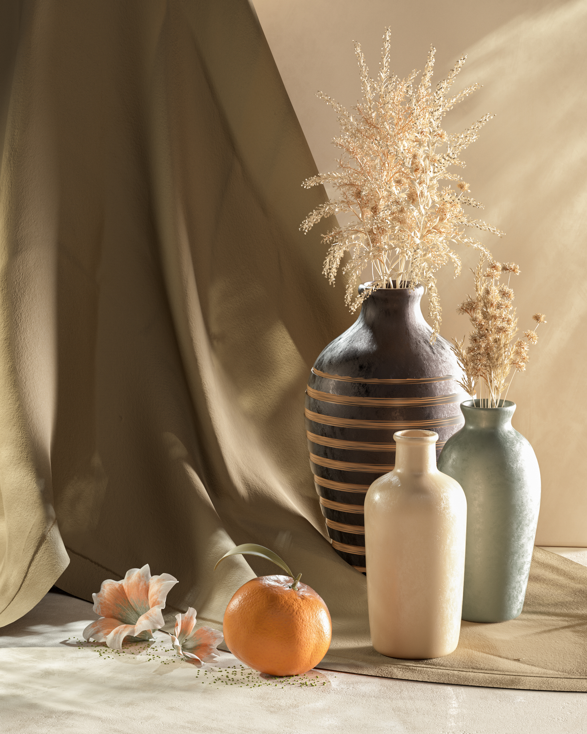 Still life flower — cloth orange