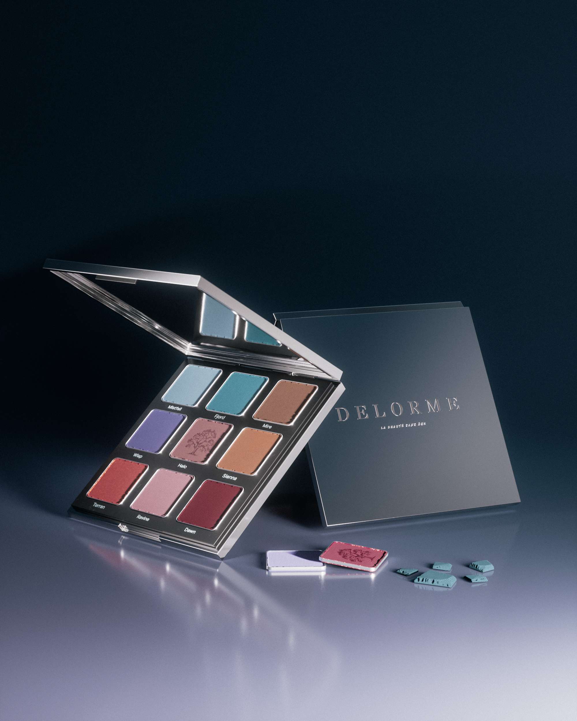 Pressed Pigment Series — Blue Edition compact in blue setting