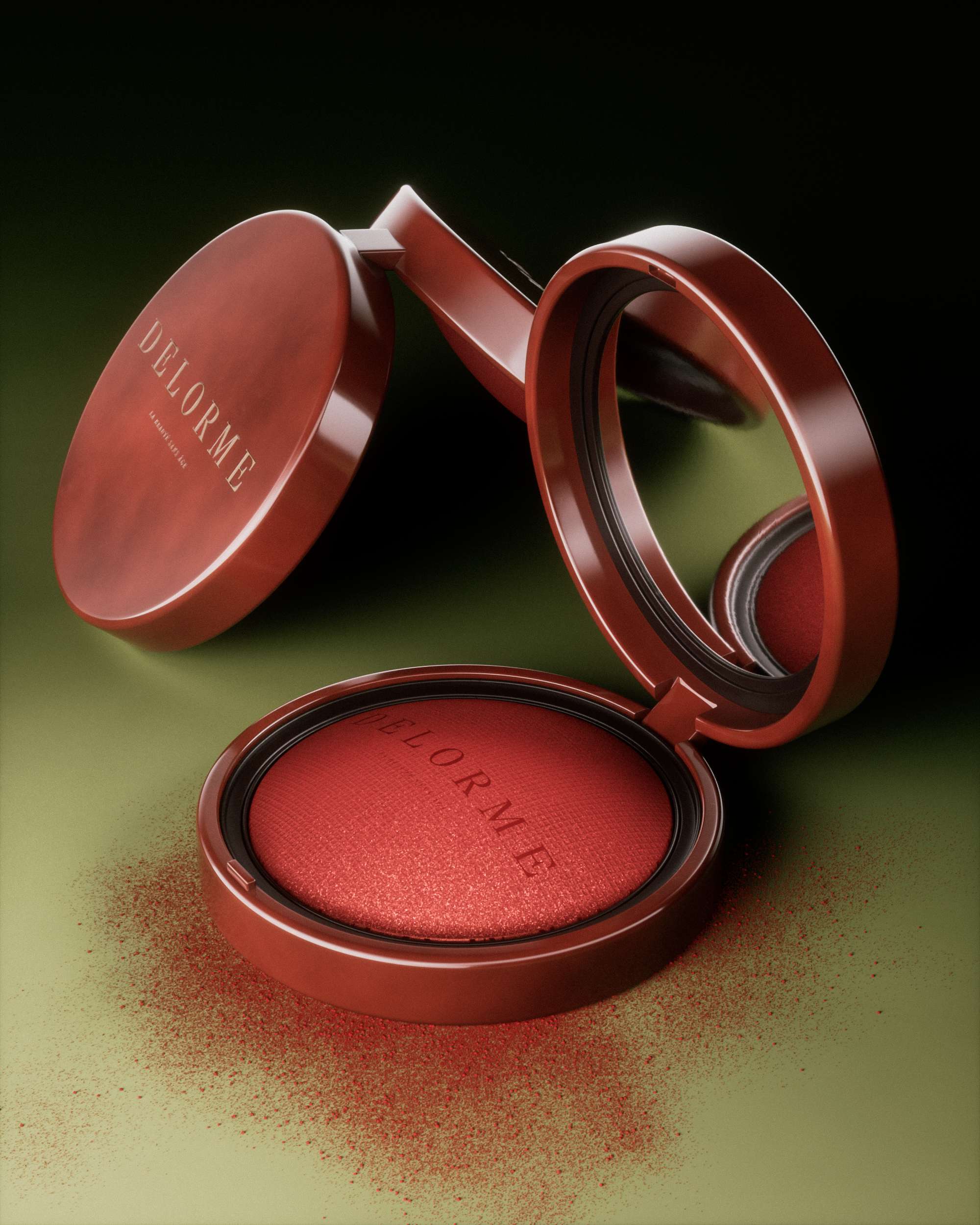 Pressed Pigment Series — Green Edition brush and compact detail